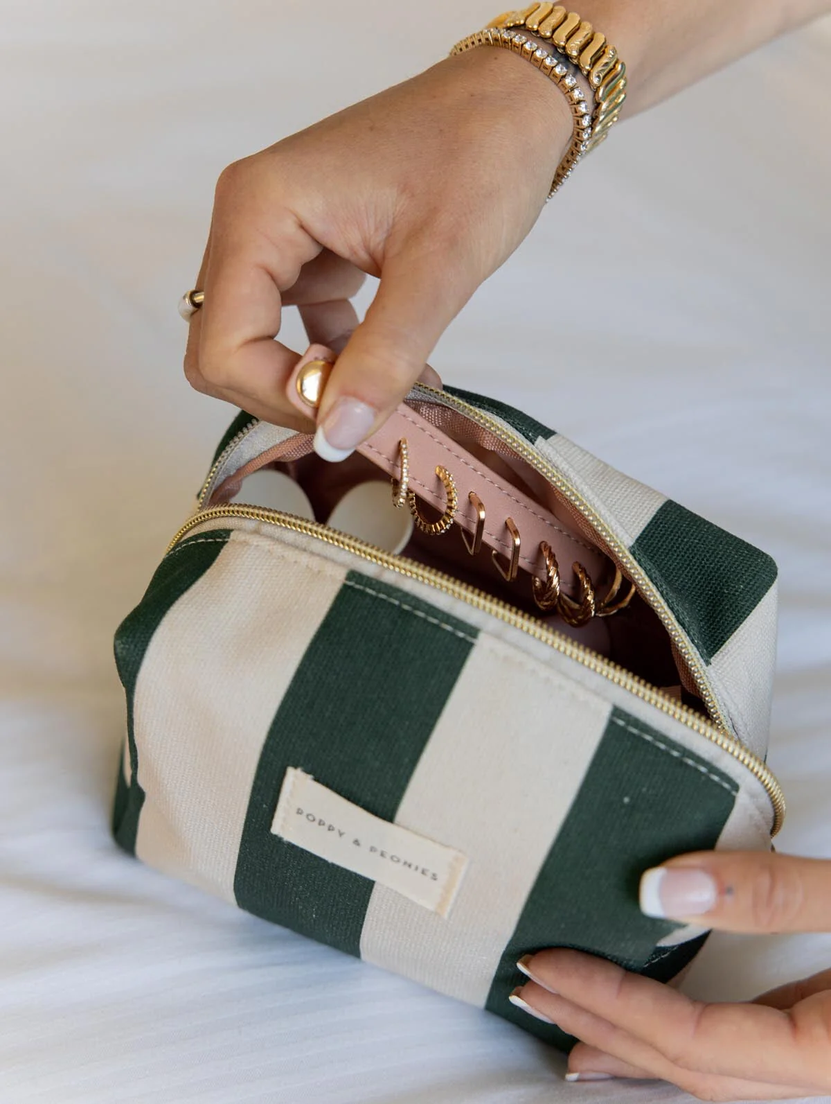 Green Stripe Cosmetic Case - Image 7