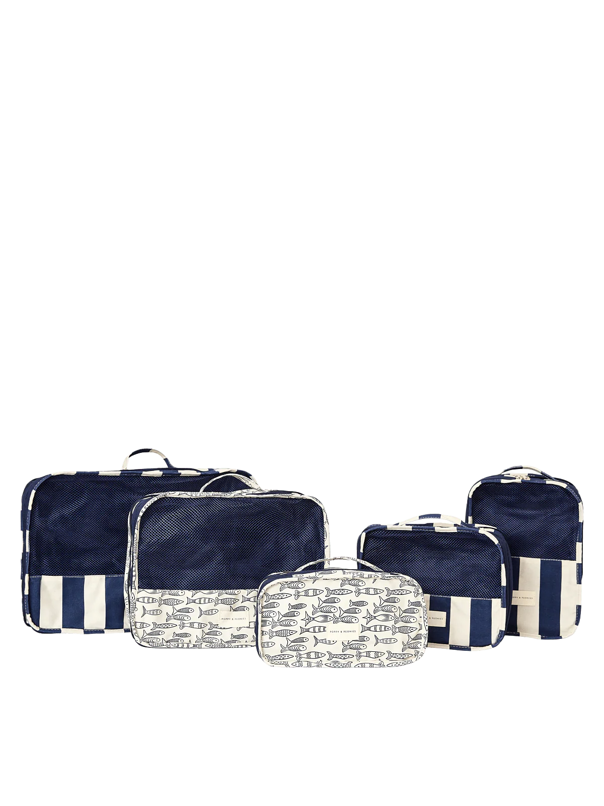 Pack-It-Up Five Piece Packing Cube Set Navy Stripe